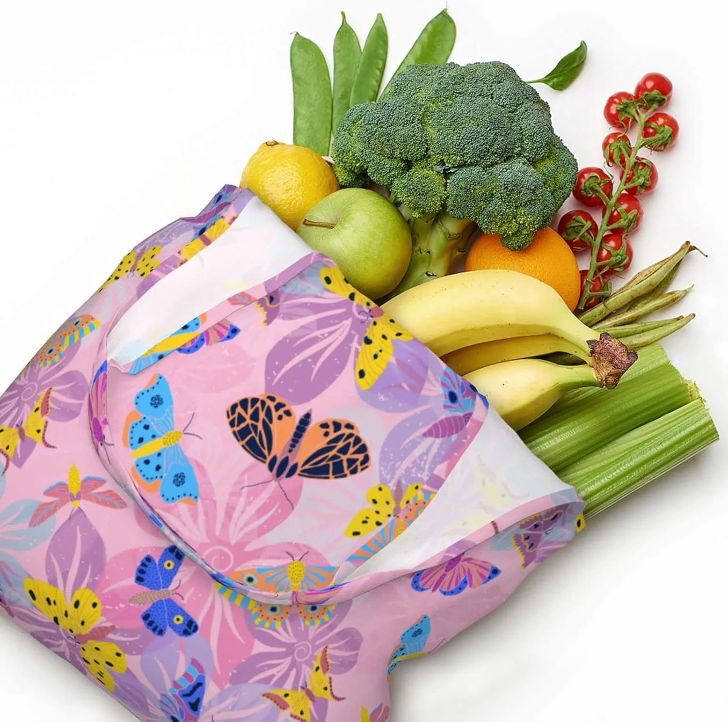 WOAIDY Reusable Grocery Bags for Kitchen, Foldable Durable Shopping Totes with 50lbs Capacity, Large Tote Bags with Handles