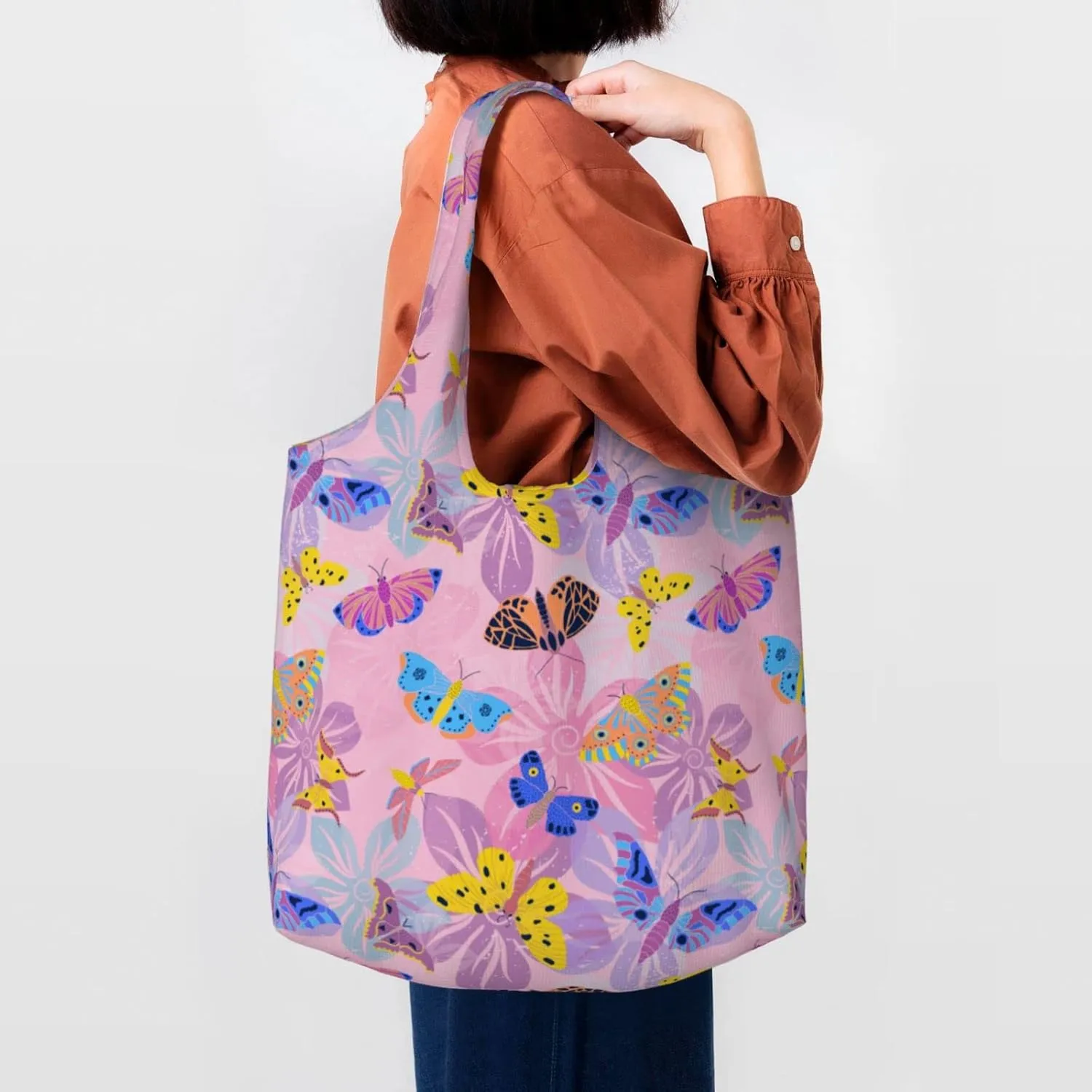 WOAIDY Reusable Grocery Bags for Kitchen, Foldable Durable Shopping Totes with 50lbs Capacity, Large Tote Bags with Handles