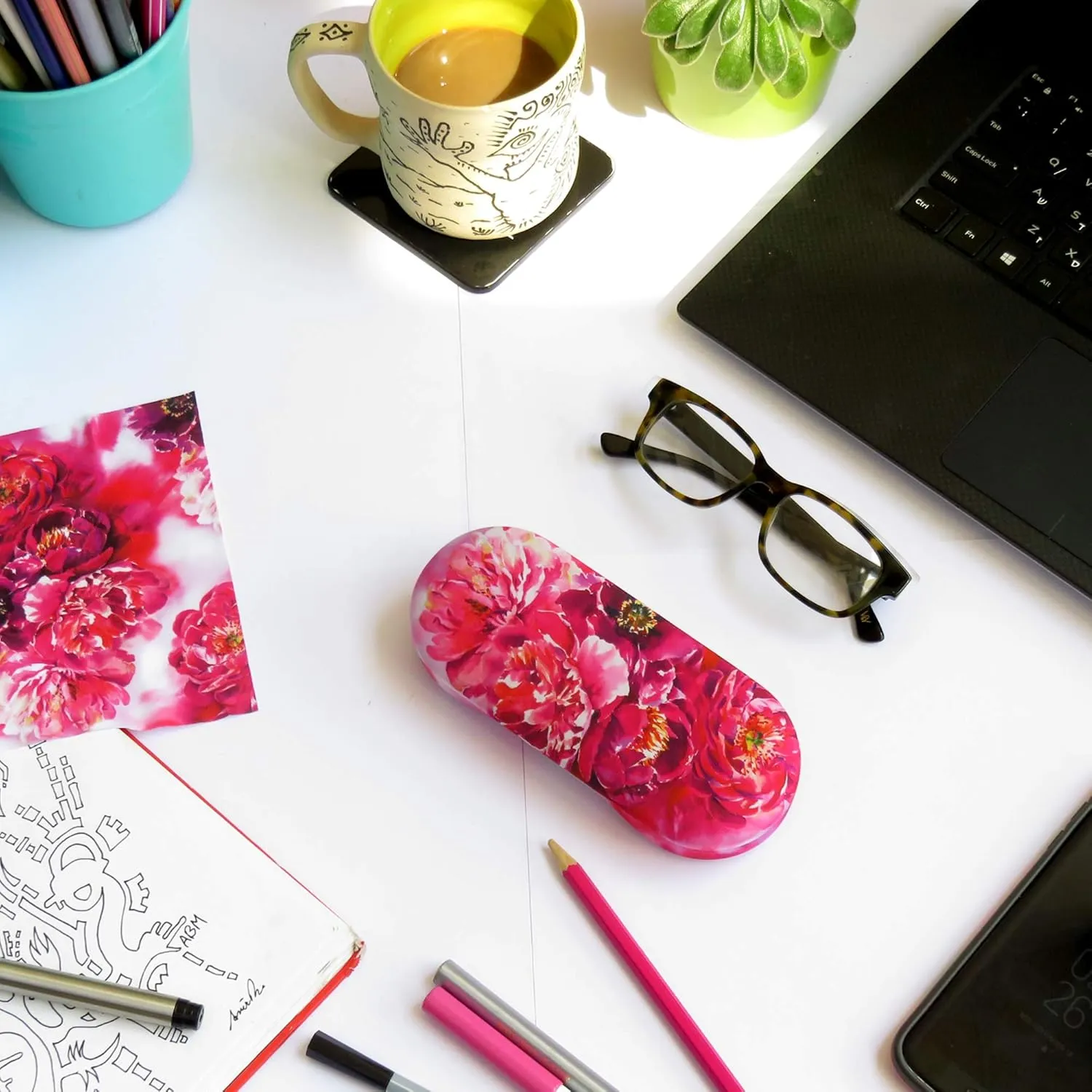 Women Glasses Case, Hard Shell Eyeglass Holder, Protective with lip for easy openning with drawstring pouch and cloth