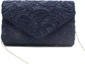 Women Lace Evening Clutch Purse Floral Envelope Handbag Elegant Prom Wedding Party Bag