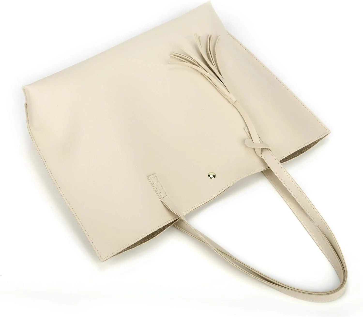 Women Tote Bags Top Handle Satchel Handbags PU Faux Leather Tote Bag with Tassel Shoulder Purse