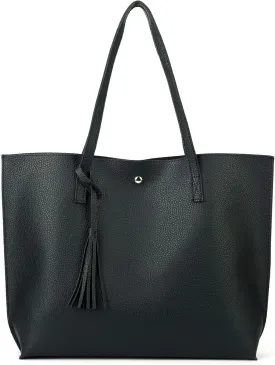 Women Tote Bags Top Handle Satchel Handbags PU Faux Leather Tote Bag with Tassel Shoulder Purse