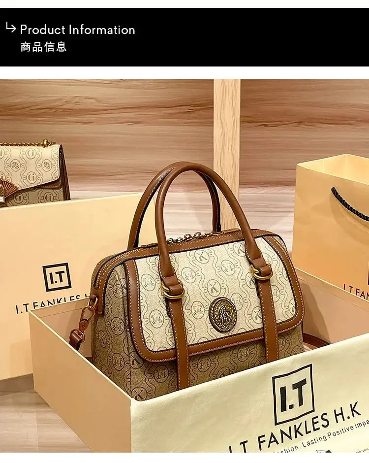Women's handbag light luxury brand handbag new 2024 high-end leather shoulder bag designer retro crossbody bag fashionable