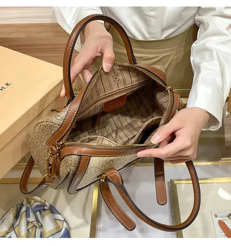 Women's handbag light luxury brand handbag new 2024 high-end leather shoulder bag designer retro crossbody bag fashionable