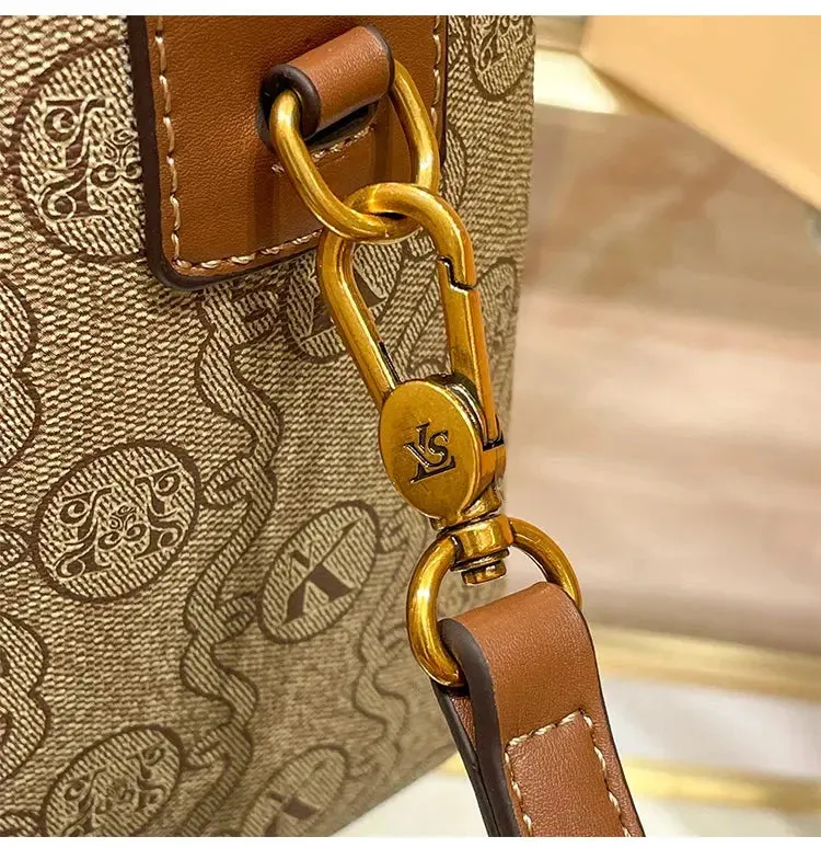 Women's handbag light luxury brand handbag new 2024 high-end leather shoulder bag designer retro crossbody bag fashionable