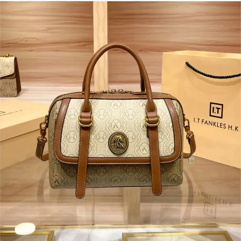 Women's handbag light luxury brand handbag new 2024 high-end leather shoulder bag designer retro crossbody bag fashionable