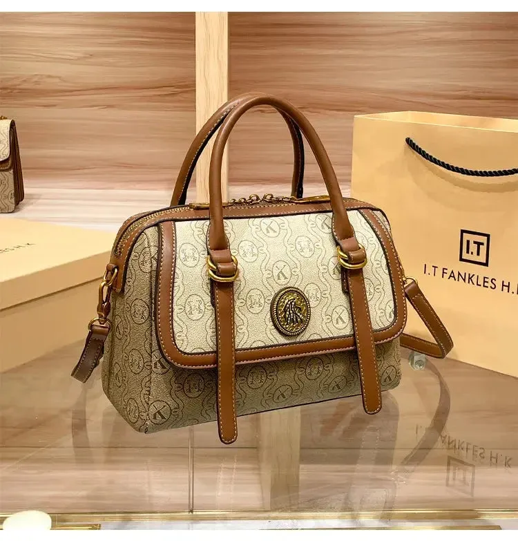 Women's handbag light luxury brand handbag new 2024 high-end leather shoulder bag designer retro crossbody bag fashionable