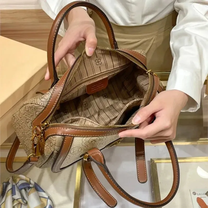 Women's handbag light luxury brand handbag new 2024 high-end leather shoulder bag designer retro crossbody bag fashionable