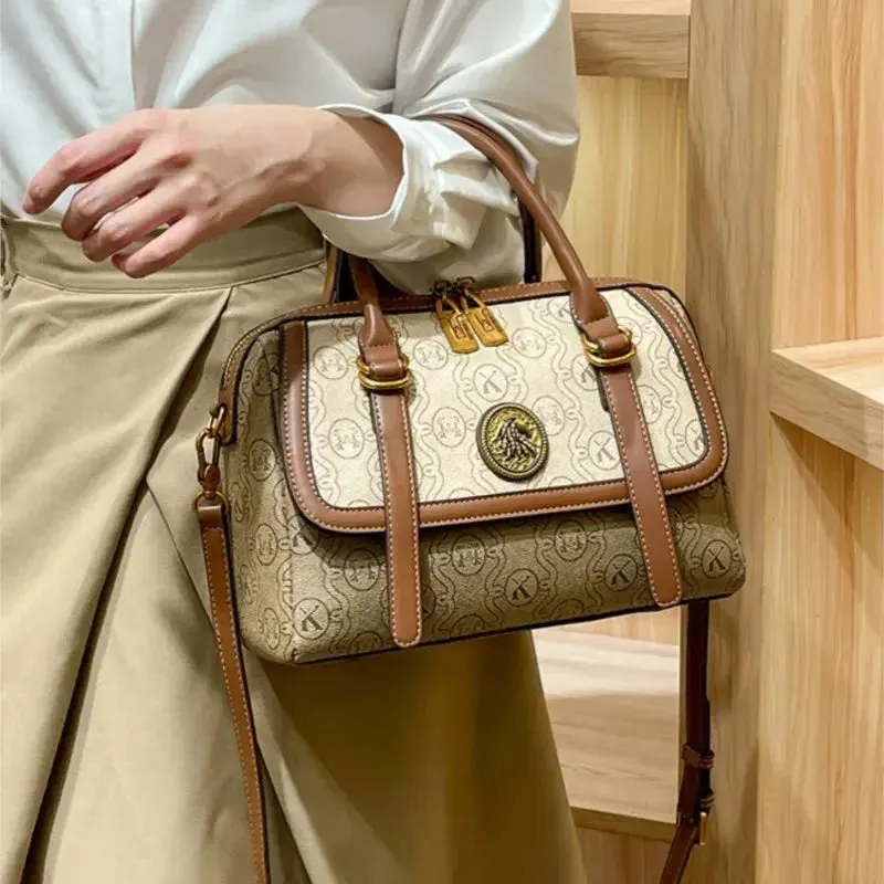 Women's handbag light luxury brand handbag new 2024 high-end leather shoulder bag designer retro crossbody bag fashionable