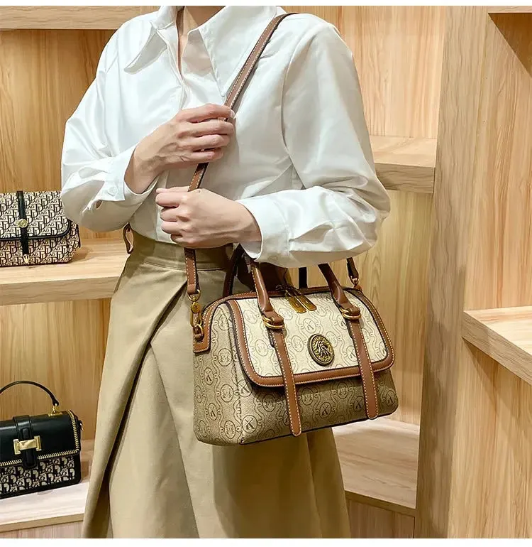 Women's handbag light luxury brand handbag new 2024 high-end leather shoulder bag designer retro crossbody bag fashionable