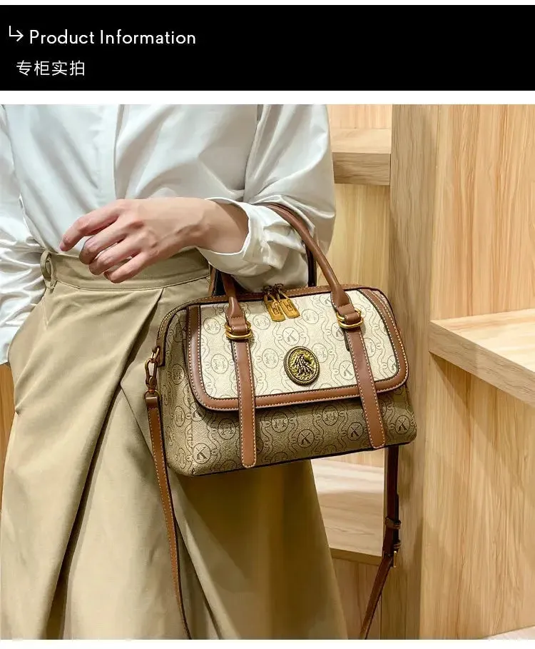 Women's handbag light luxury brand handbag new 2024 high-end leather shoulder bag designer retro crossbody bag fashionable