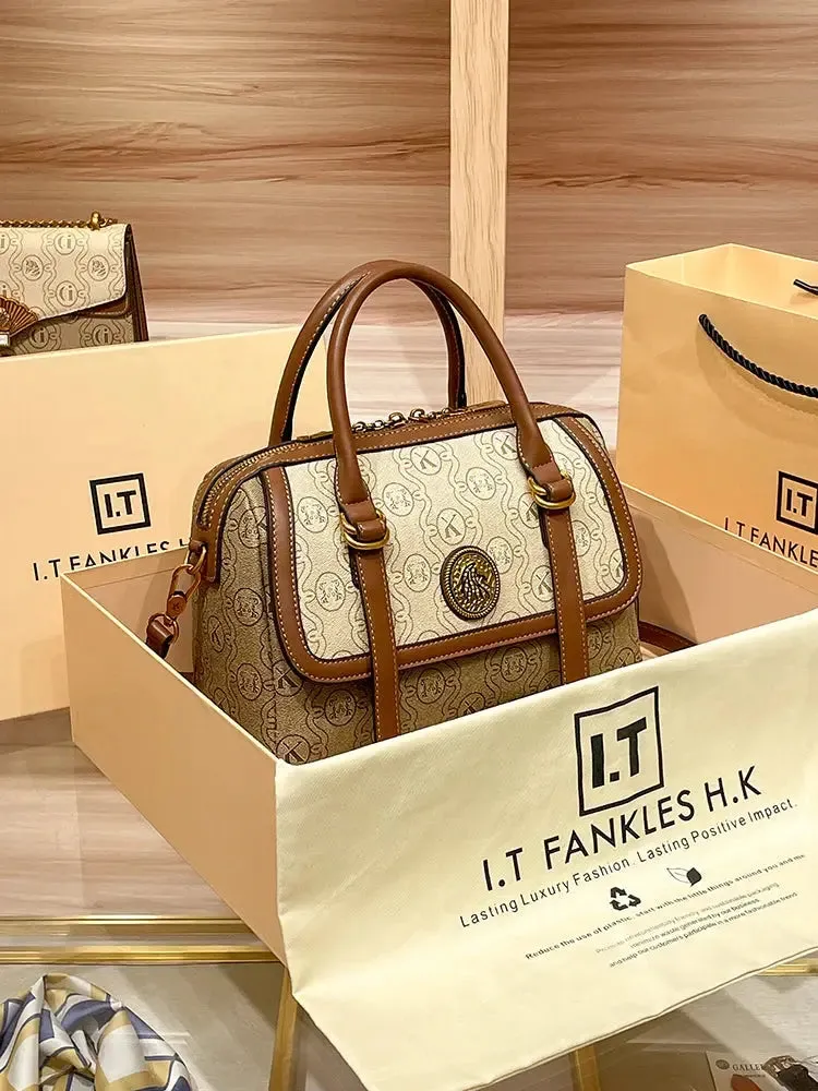 Women's handbag light luxury brand handbag new 2024 high-end leather shoulder bag designer retro crossbody bag fashionable