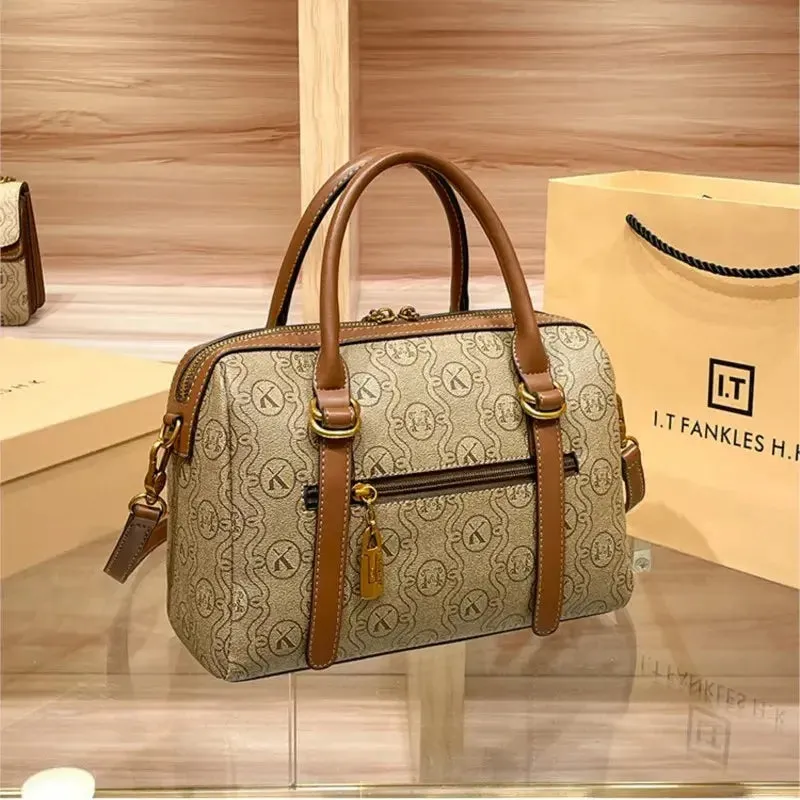 Women's handbag light luxury brand handbag new 2024 high-end leather shoulder bag designer retro crossbody bag fashionable