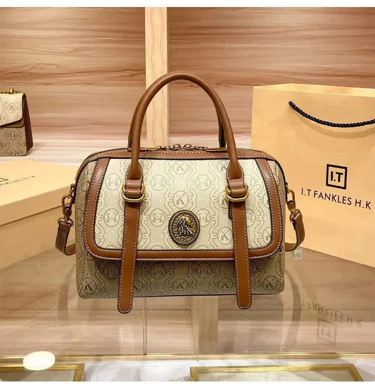Women's handbag light luxury brand handbag new 2024 high-end leather shoulder bag designer retro crossbody bag fashionable
