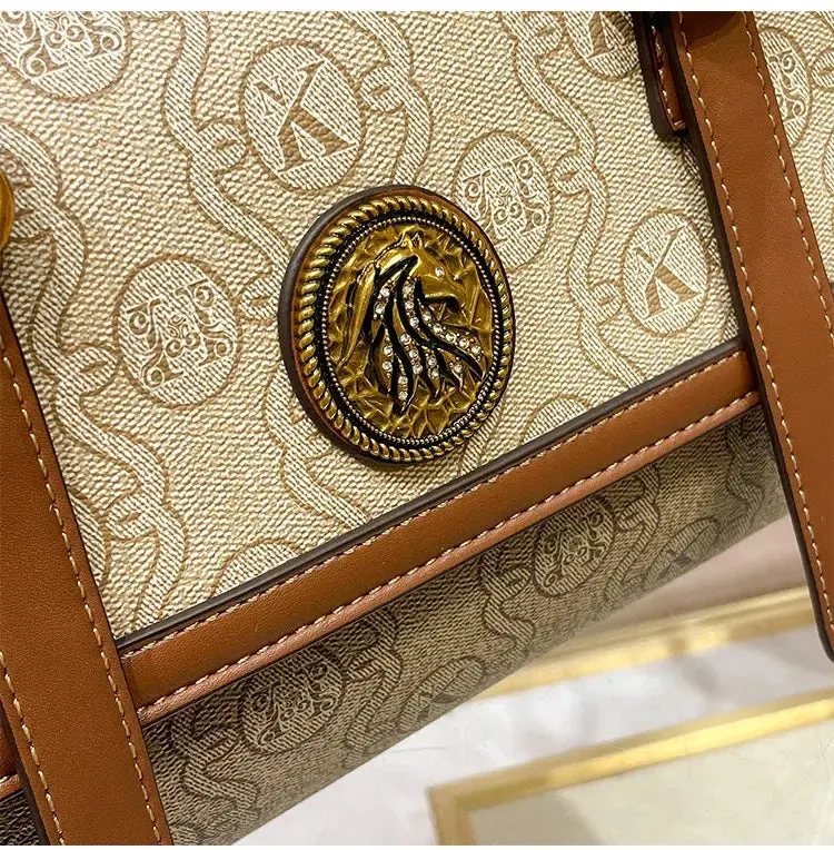 Women's handbag light luxury brand handbag new 2024 high-end leather shoulder bag designer retro crossbody bag fashionable
