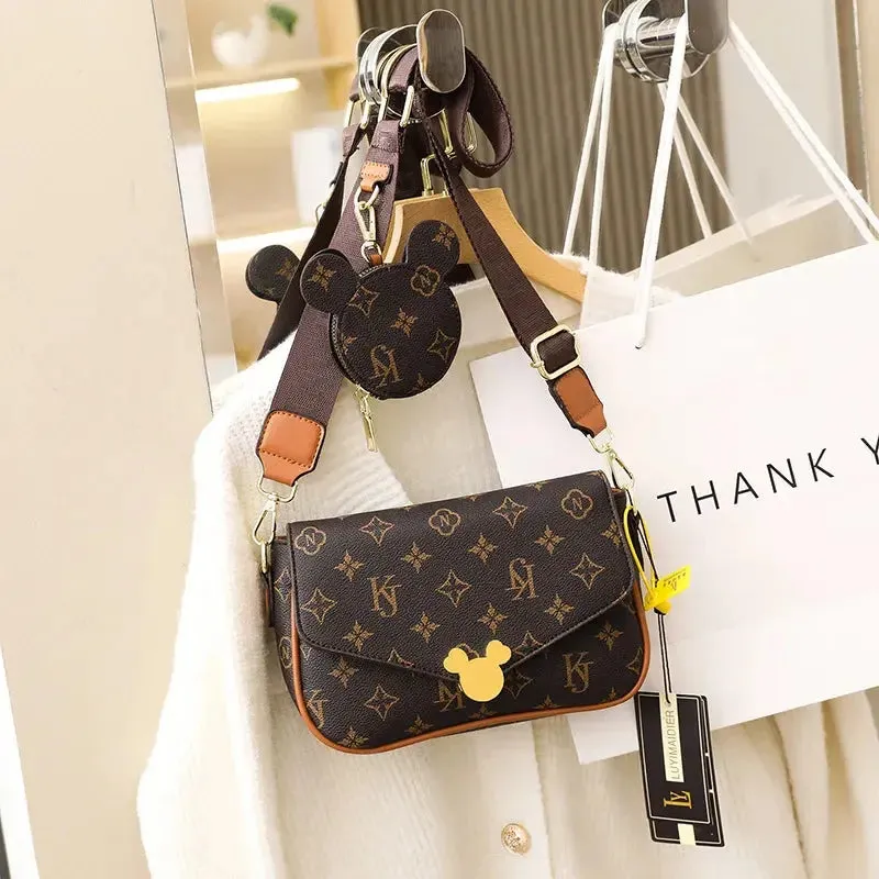 Women's Luxury Handbag 2023 New Fashion Retro Print One Shoulder Crossbody Bag 2 Piece Set Versatile Small Square Bag Totes