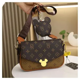 Women's Luxury Handbag 2023 New Fashion Retro Print One Shoulder Crossbody Bag 2 Piece Set Versatile Small Square Bag Totes