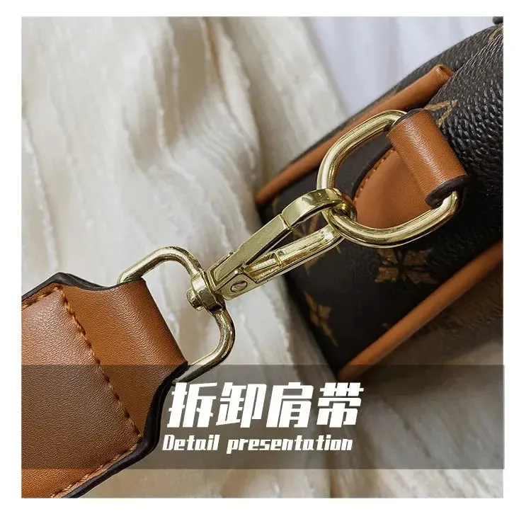Women's Luxury Handbag 2023 New Fashion Retro Print One Shoulder Crossbody Bag 2 Piece Set Versatile Small Square Bag Totes