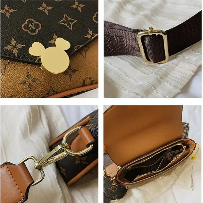 Women's Luxury Handbag 2023 New Fashion Retro Print One Shoulder Crossbody Bag 2 Piece Set Versatile Small Square Bag Totes
