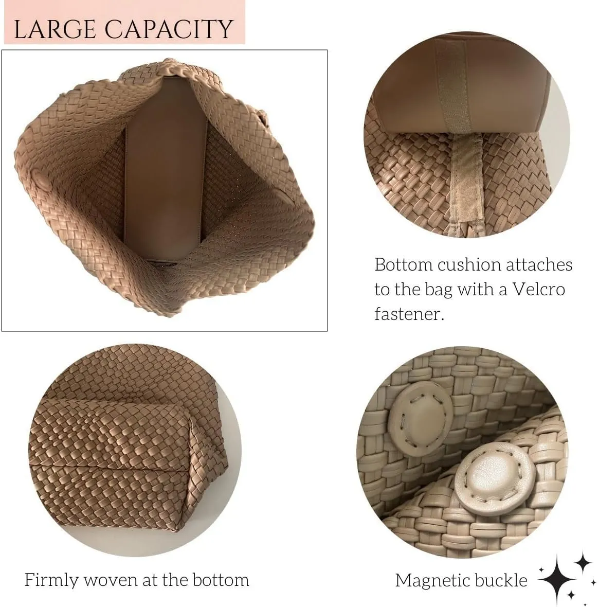 Woven Bag for WomenVegan Leather Handwoven Tote Bags with Purse Shopper Bag Large Shoulder bag