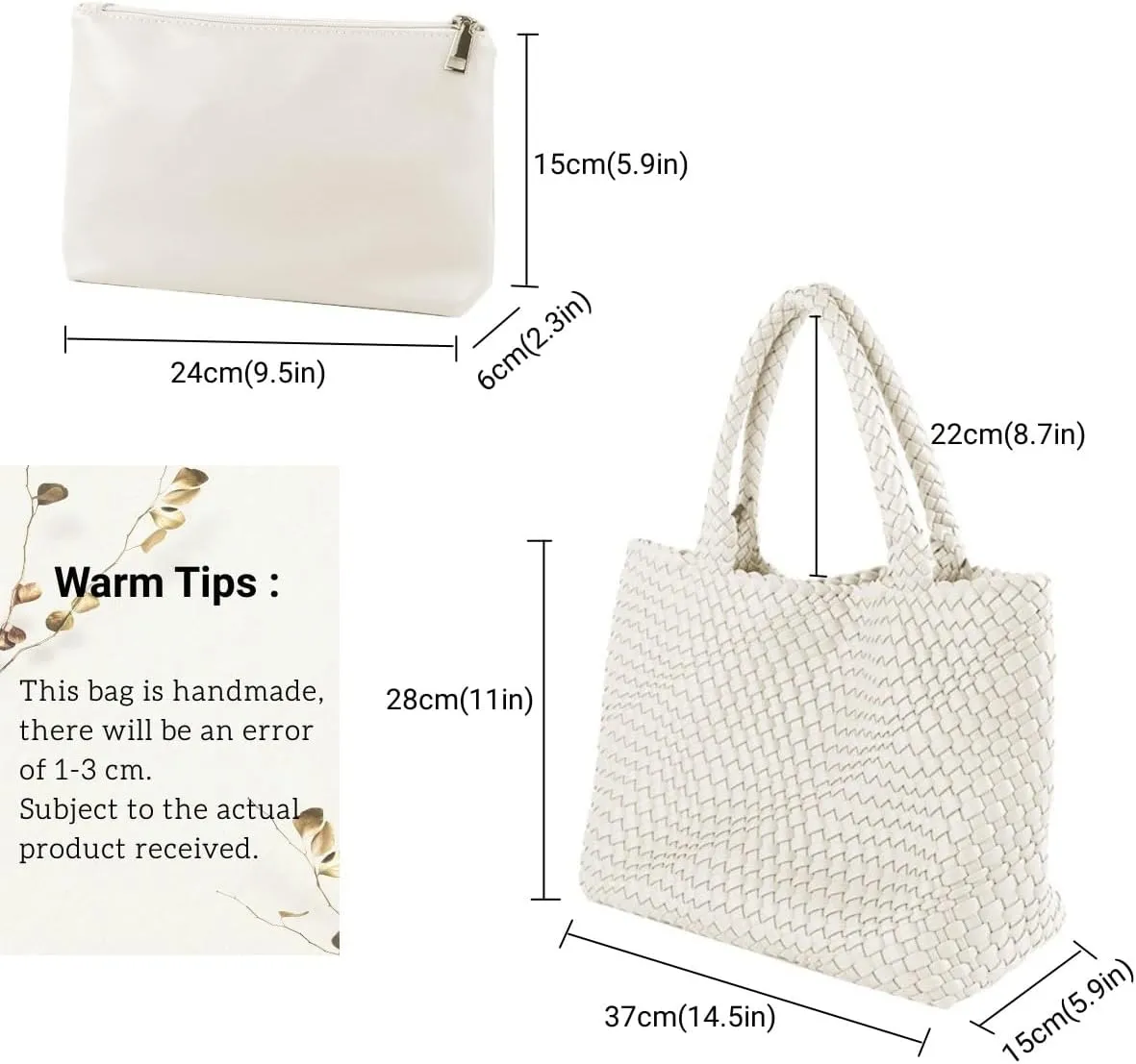 Woven Bag for WomenVegan Leather Handwoven Tote Bags with Purse Shopper Bag Large Shoulder bag