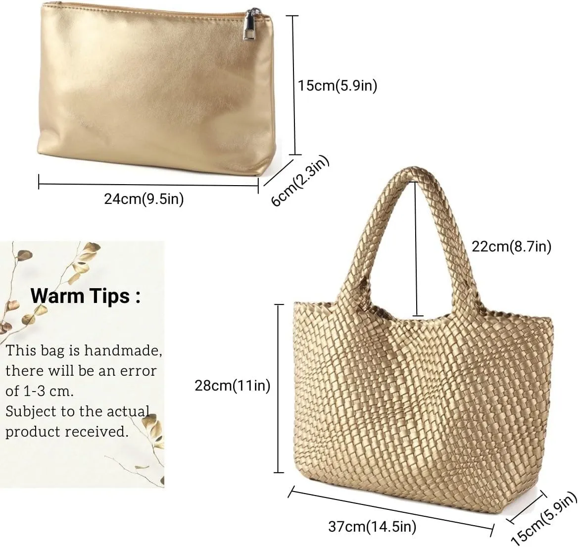 Woven Bag for WomenVegan Leather Handwoven Tote Bags with Purse Shopper Bag Large Shoulder bag