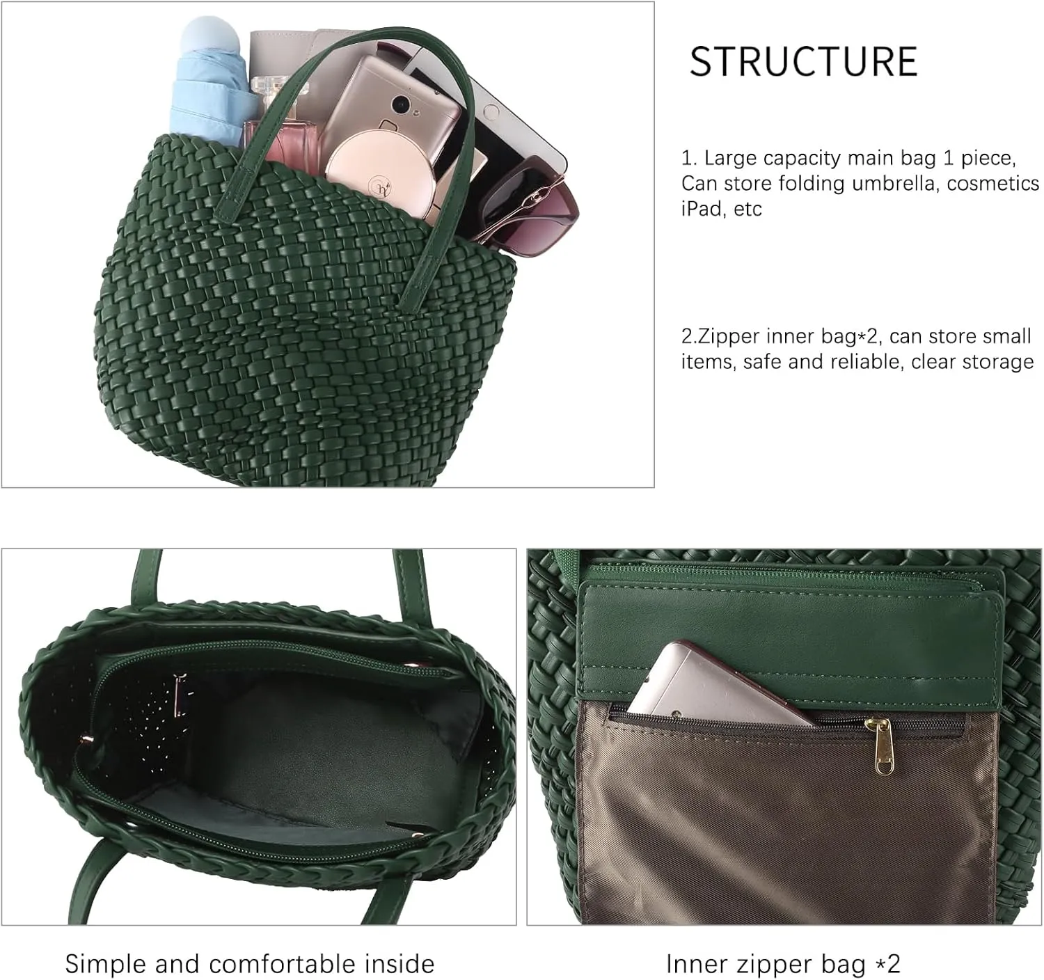 Woven Bags for Women Tote Hobo Shoulder Crossbody Bags PU Leather Handwoven Purse Summer Beach Travel Handbag