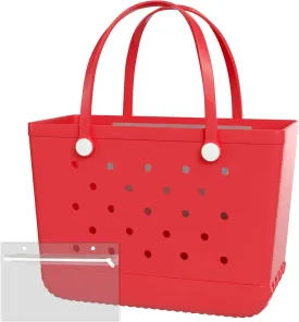 X-Large Rubber Beach Bag Tote Bag with Waterproof Zipper Inner Bag, Washable Durable Tote Bag Storage bags