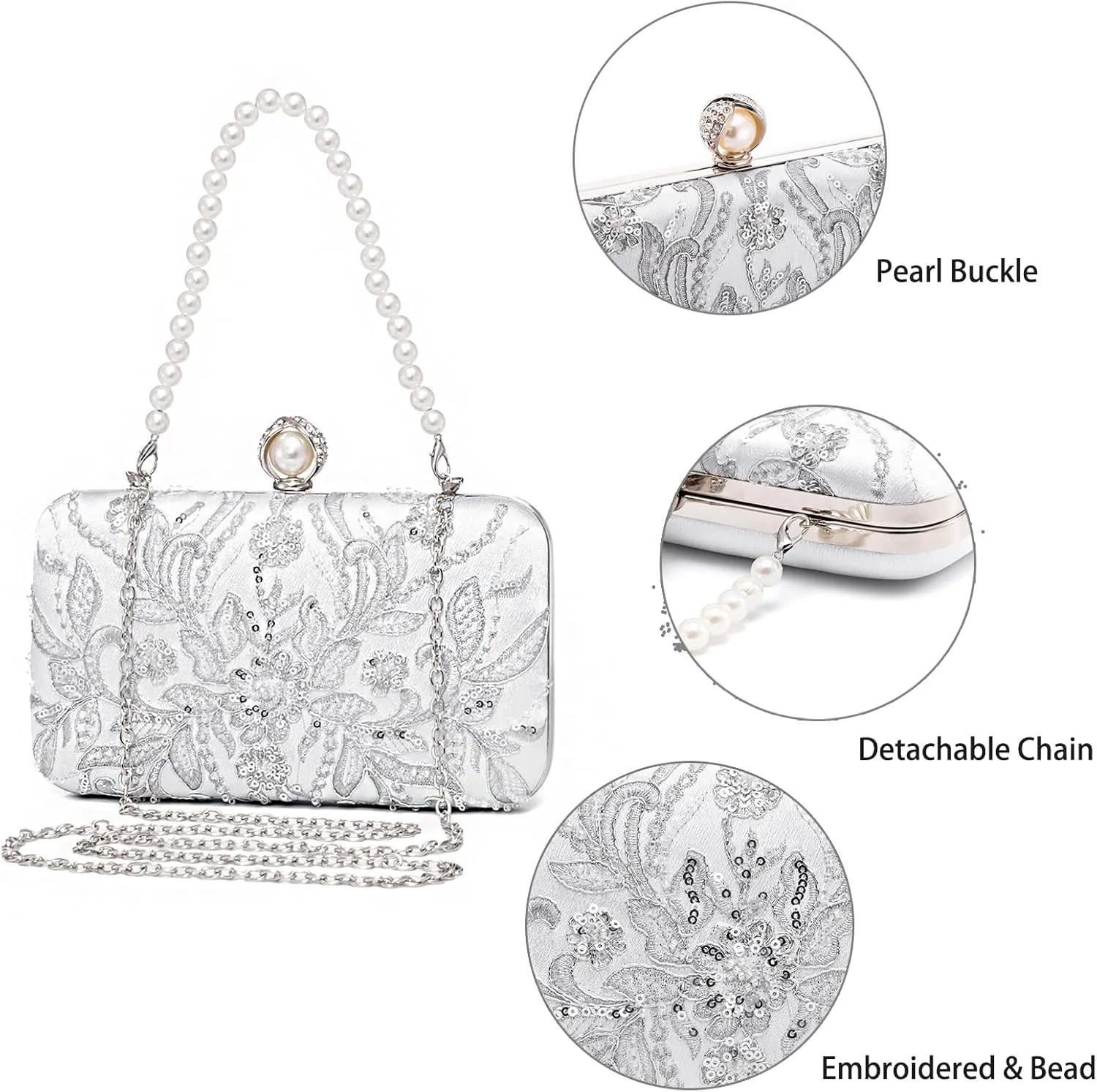 YYW Clutch Purses for Women Evening Bag Sequins Beaded Party Handbag Wedding Purse
