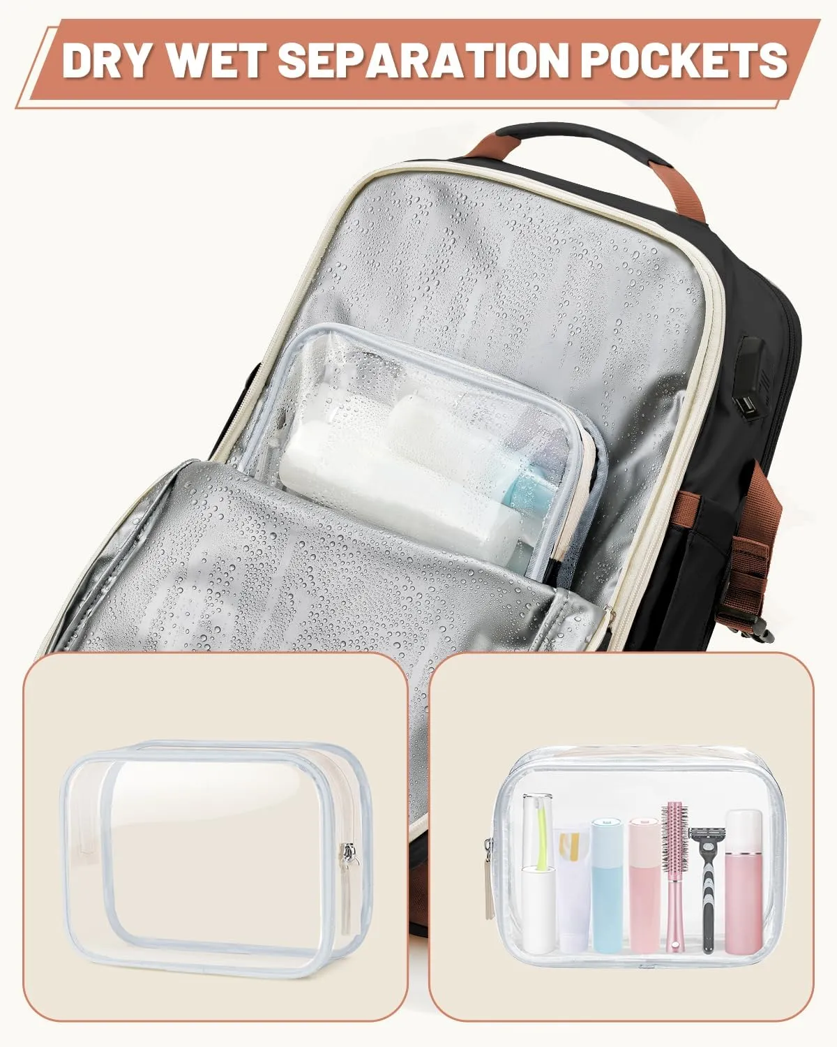 ZOMFELT Travel Backpack for Women, Carry on Backpack with Shoes Compartment, Flight Approved Personal Item Bag with 17.3inch Laptop Pocket, Large Casual School Daypack for College, Hiking, Overnight